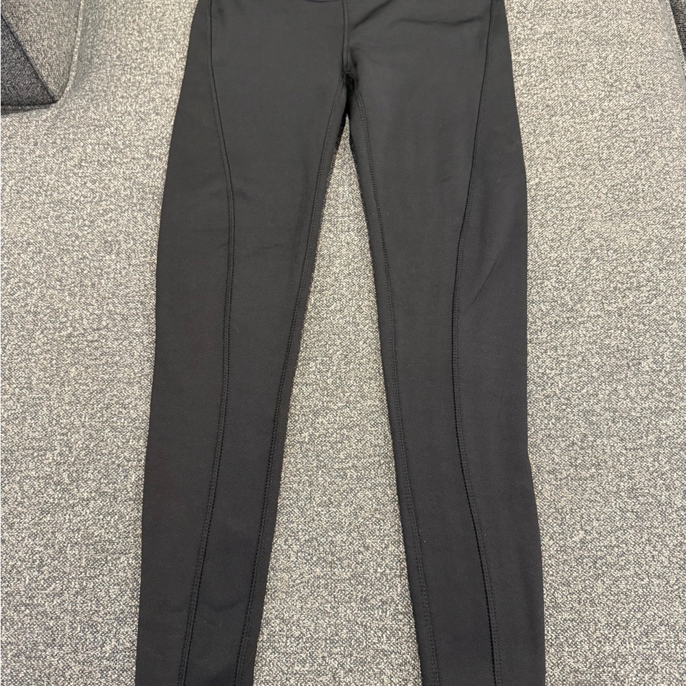 Avalanche Black Seam-Detail Fleece Lined Leggings